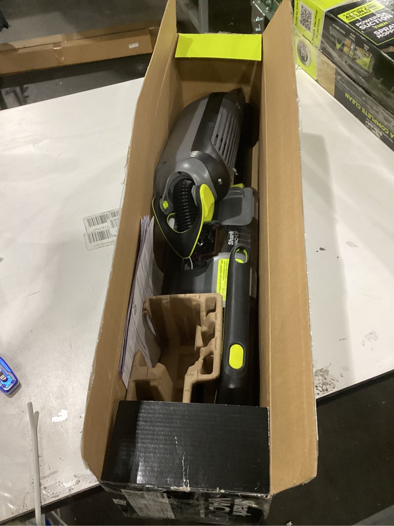 Condition photo showing As Is for “Not Tested” Shark VACMOP Cordless Hard Floor Cleaner, Vacuum and Spray Mop, Powerful Suction, Lightweight, LED Headlights, Includes 4 Disposable Pads, 12oz Multi-Surface Cleaning Solution, Gray, VM252