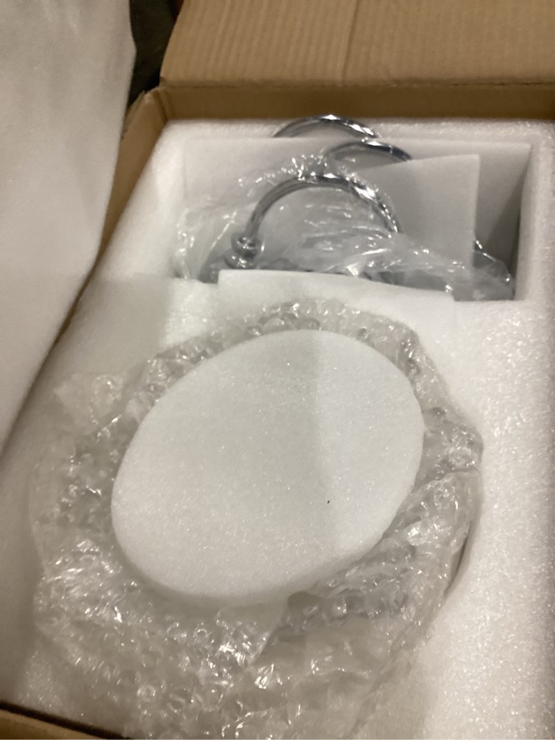 Condition photo showing Good Condition for Brushed Nickel 3-Light Bathroom Vanity Light with Floral Clear Glass Shades, Brushed Nickel Wall Mount Lighting for Bathroom, Dressing Table 3-Light Nickel