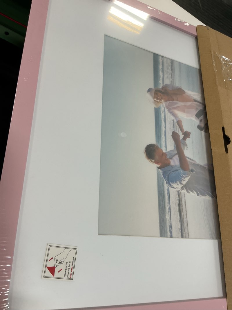 Condition photo showing Good Condition for decoruhome 16x20 picture frame, display pictures 11x14 with mat or 16x20 without mat, wall hanging poster frame, pink, 1 pack pink 16x20