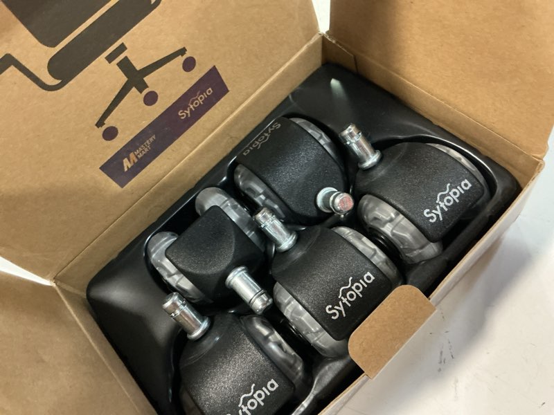 Condition photo showing Good Condition for office chair wheels 2" desk chair caster wheels smooth roller style quiet for carpet and hardwood floors universal fit 11x22 mm set of 5 grey