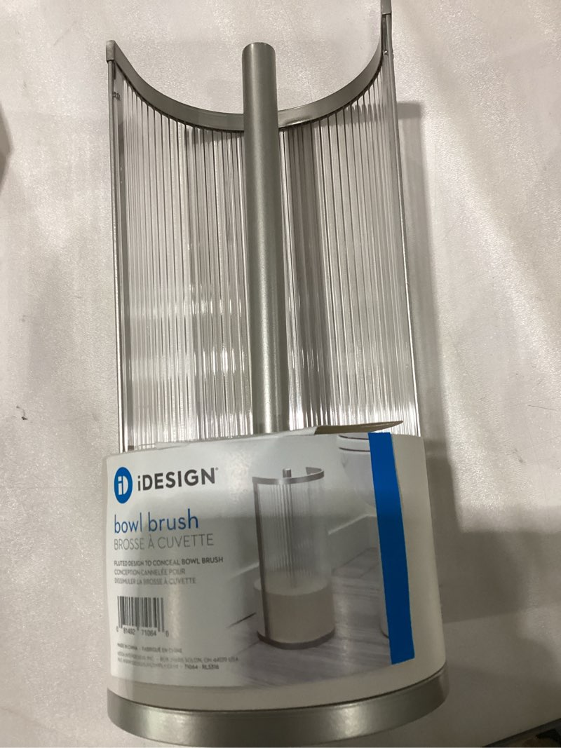 Condition photo showing New/Like New for iDesign Fluted Bowl Brush – Elemental Fusion – Clear/Satin Gray