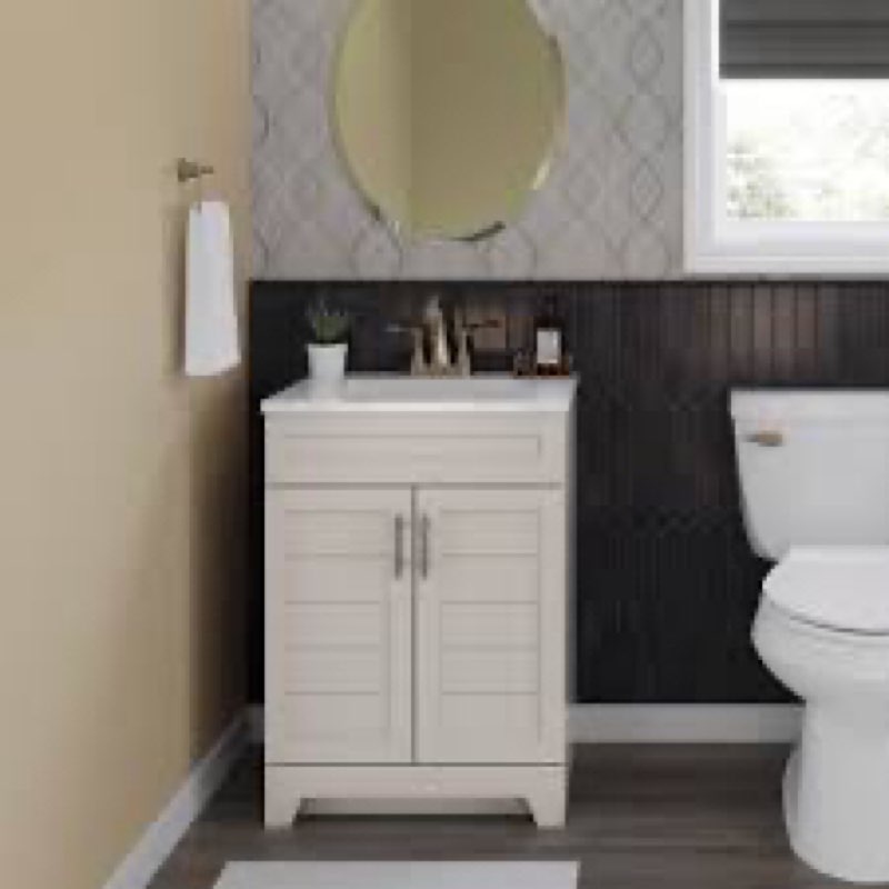 Style Selections Kirkman 24-in Gray Single Sink Bathroom Vanity with