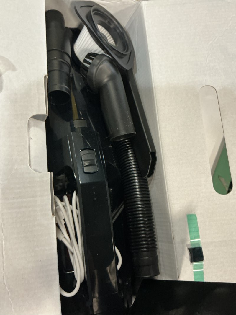 Condition photo showing As Is for Handheld Vacuum Cordless Car Vacuum Portable with LED Light, High Power Suction, Lightweight Rechargeable Hand Vacuum, Hand Held Vacuum Cleaner for Car Home Office, Pet Hair, Black