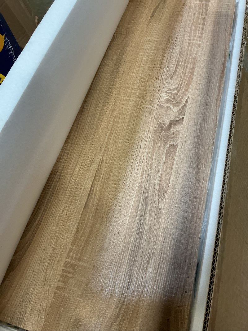 Condition photo showing Good Condition for Shoe Bench,Entryway Storage Bench with Lift Top Cushion Seat & Hidden Space, Bedroom End of Bed Bench with 3-Sided Geometric Wavy Fluted for Hallway, Nature Wood