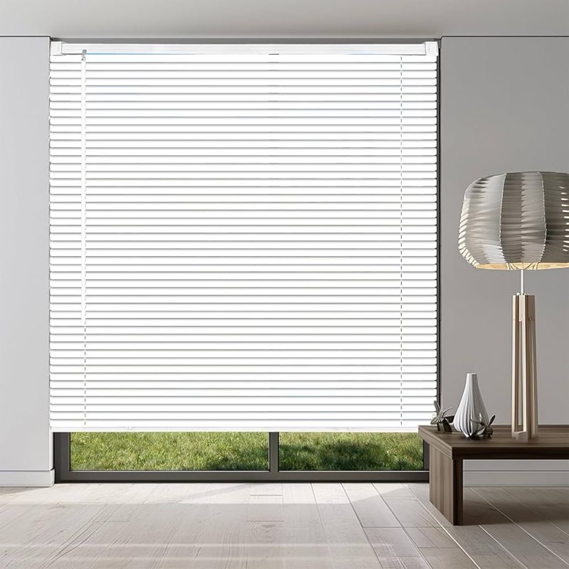 Taplzmg 1\" Cordless Mini Blinds, White Vinyl Light Filtering Blinds, 36\" W x 72\" H, Ideal for Indoor