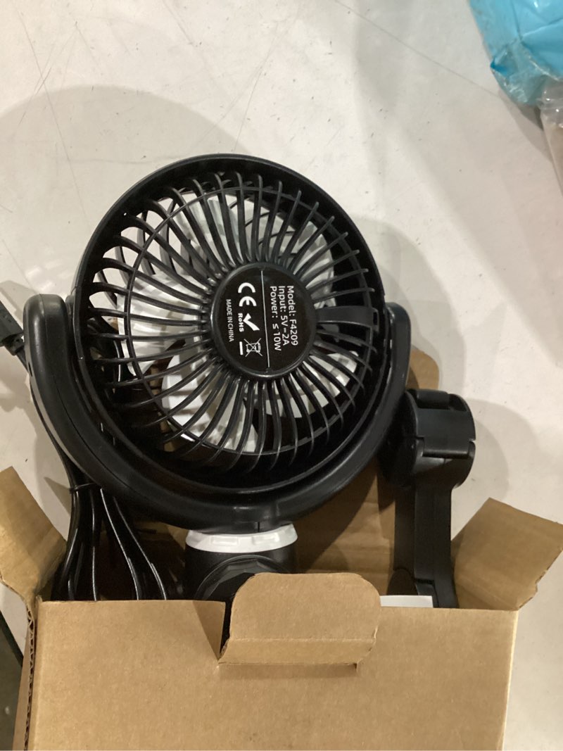 Condition photo showing Good Condition for trustnice usb car fan for backseat for kids, dual head car seat fan independently controlled 360° rotatable powerful 3-speed vehicle rear headrest air circulation cooling fans for suv truck sedan 1-dual head