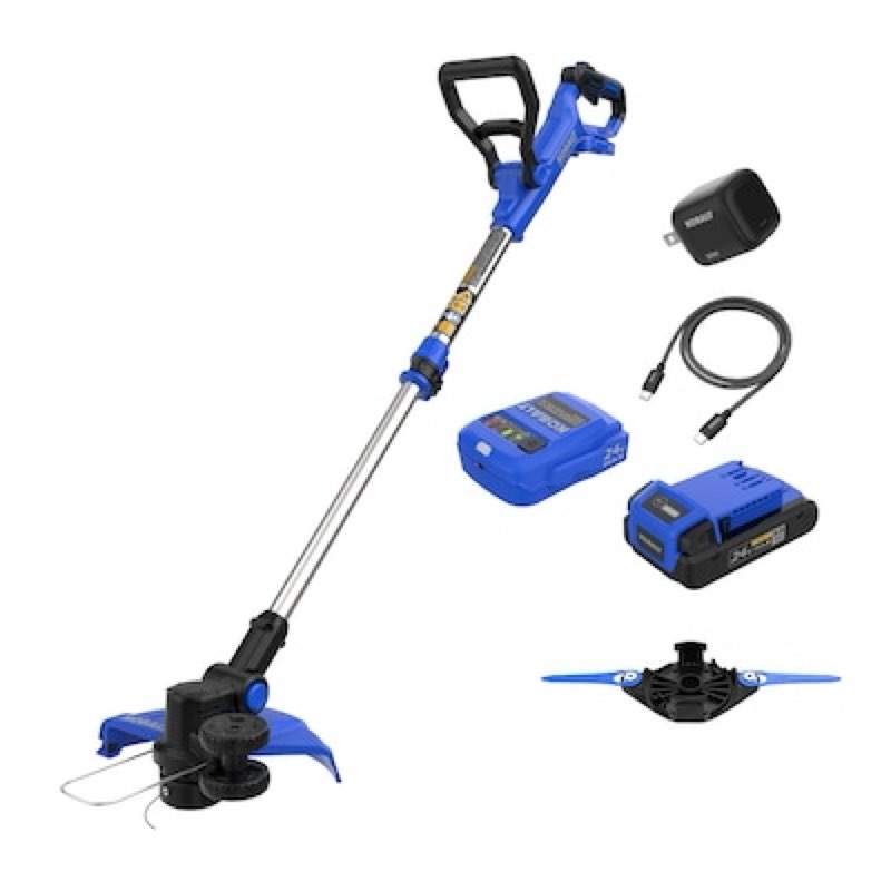 kobalt 24-volt 12-in telescopic shaft battery string trimmer edger conversion capable 3 ah (battery 