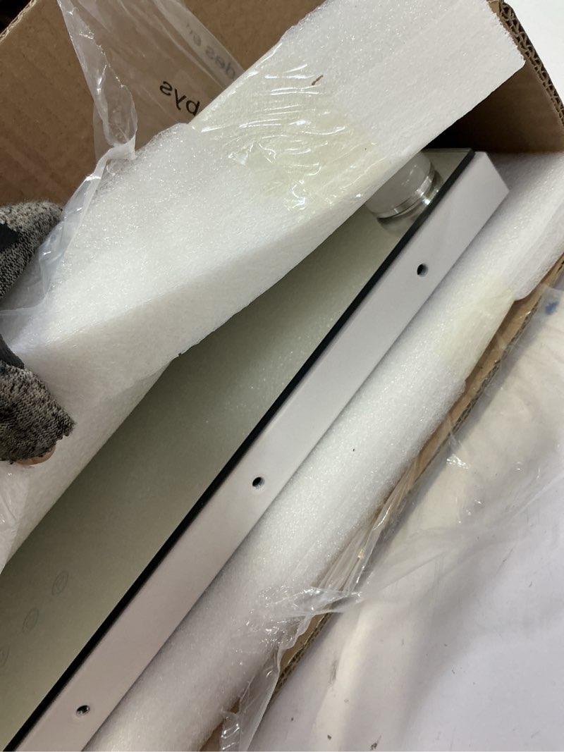 Condition photo showing Good Condition for hollywood vanity mirror, 15 led bulbs?3 color lights?beautiful make up lighted mirror, aluminum metal frame?23" x 18"? white 23"l x 18"w