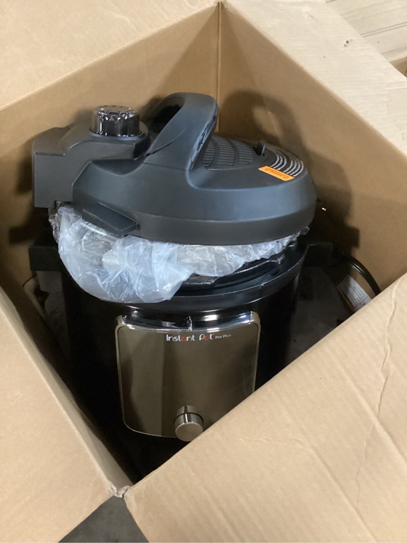 Condition photo showing As Is for Instant Pot Pro Plus Wi-Fi Smart 10-in-1, Pressure Cooker, Slow Cooker, Rice Cooker, Steamer, Sauté Pan, Yogurt Maker, Warmer, Canning Pot, Sous Vide, Includes App with Over 800 Recipes, 6 Quart Black