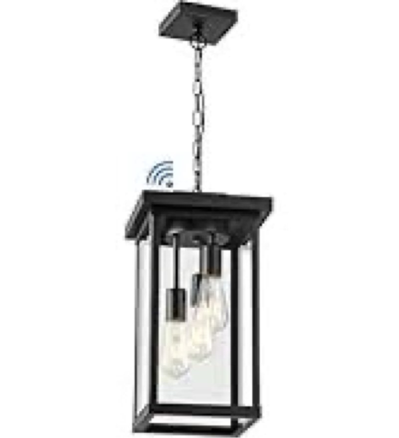 Lousace 16” black outdoo…front Door Foyer Doorwey(LOUSACE Large Outdoor Pendant Light Fixtures 4Lights Black Outdoor Chandelier Ceiling Hanging Exterior Porch Light Fixtures, Exterior Hanging Lantern Light for Porch Entryway Balcony)