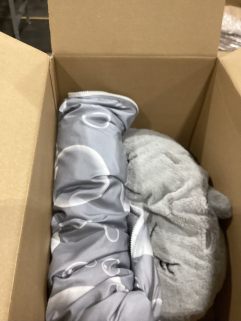 Condition photo showing As Is for Happy Nappers: Pillow & Sleepy Sack Medium - Grey Shark - 54 x 20inches, 2-in-1:Plush Animal Opens Into Sleeping Bag, Soft Play & Nap Character, Kids 3 and up Medium Grey
