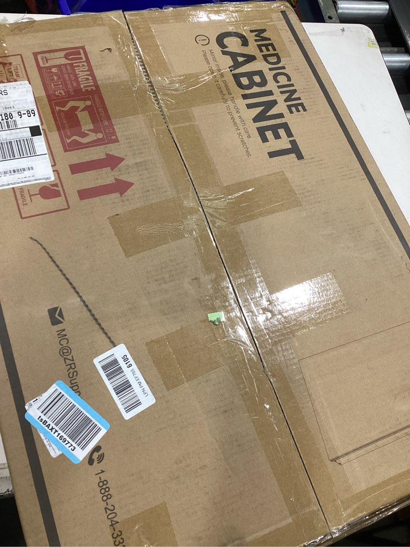 Condition photo showing Good Condition for TokeShimi 20x26 Medicine Cabinet Mirror with Storage Tempered, Aluminum Surface Mount or Recessed Medicine Cabinet White with Adjustable Shelves for Bathroom Vanity Modern Farmhouse White 20x26 IN