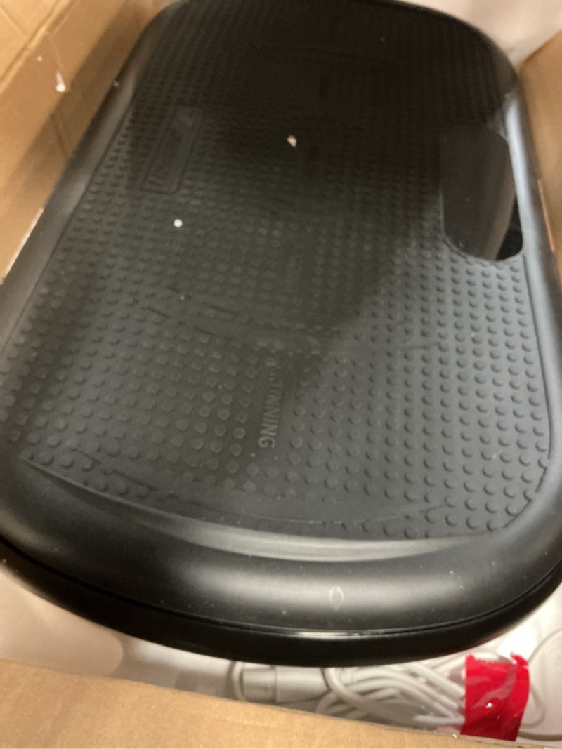 Condition photo showing As Is for merach vibration plate exercise machine, vibration plate 440 lbs capacity, bluetooth and silicone pedal, stimulate deep fat, vibration plate for lymphatic drainage, vibrating for weight loss black