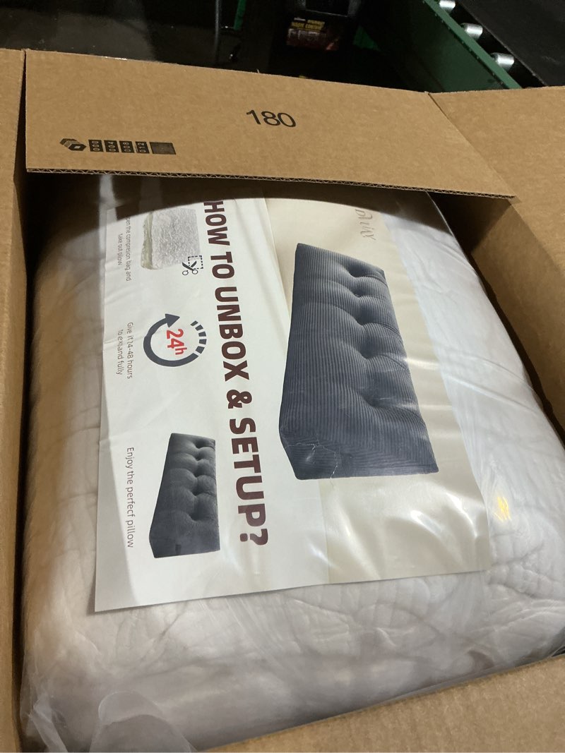 Condition photo showing Good Condition for Wedge Reading Pillow Headboard Queen Size, Headboard Bolster Pillow for Bed, Triangular Backrest Cushion with Removable Corduroy Cover, White White Queen (59x20x8 Inches)