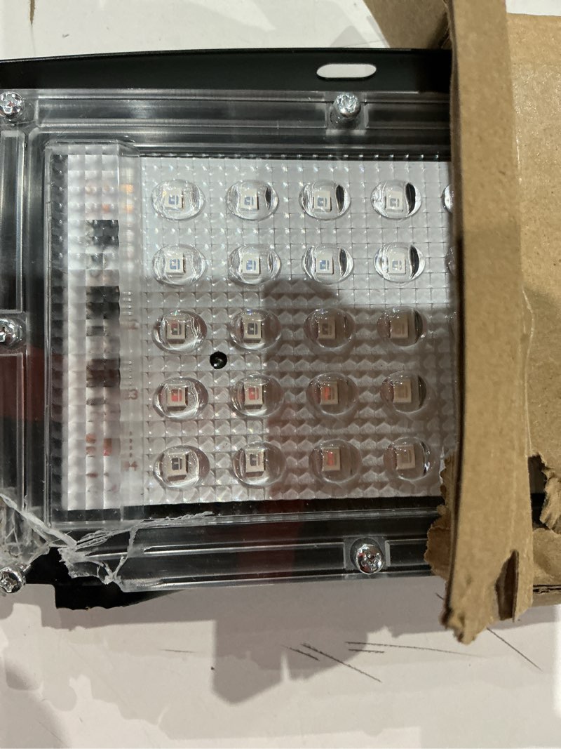 Condition photo showing As Is for 1 pack 50w black light, led blacklight with us plug and switch, black lights for glow and neon parties, halloween, body painting, birthday party, fluorescent painting and tapestry
