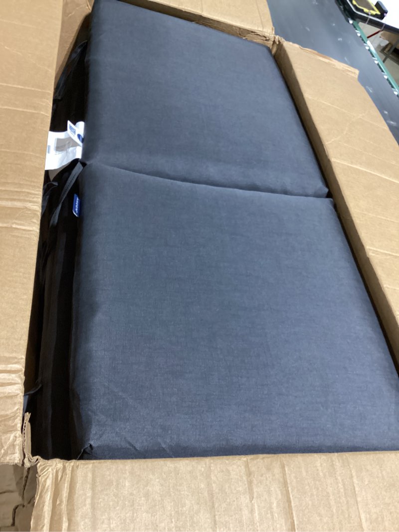 Condition photo showing Good Condition for arden 4-pack outdoor patio dining chair cushion, 20x44, rain-proof seat pad, fade-resistant outdoor cushion black leala 4 pack black leala