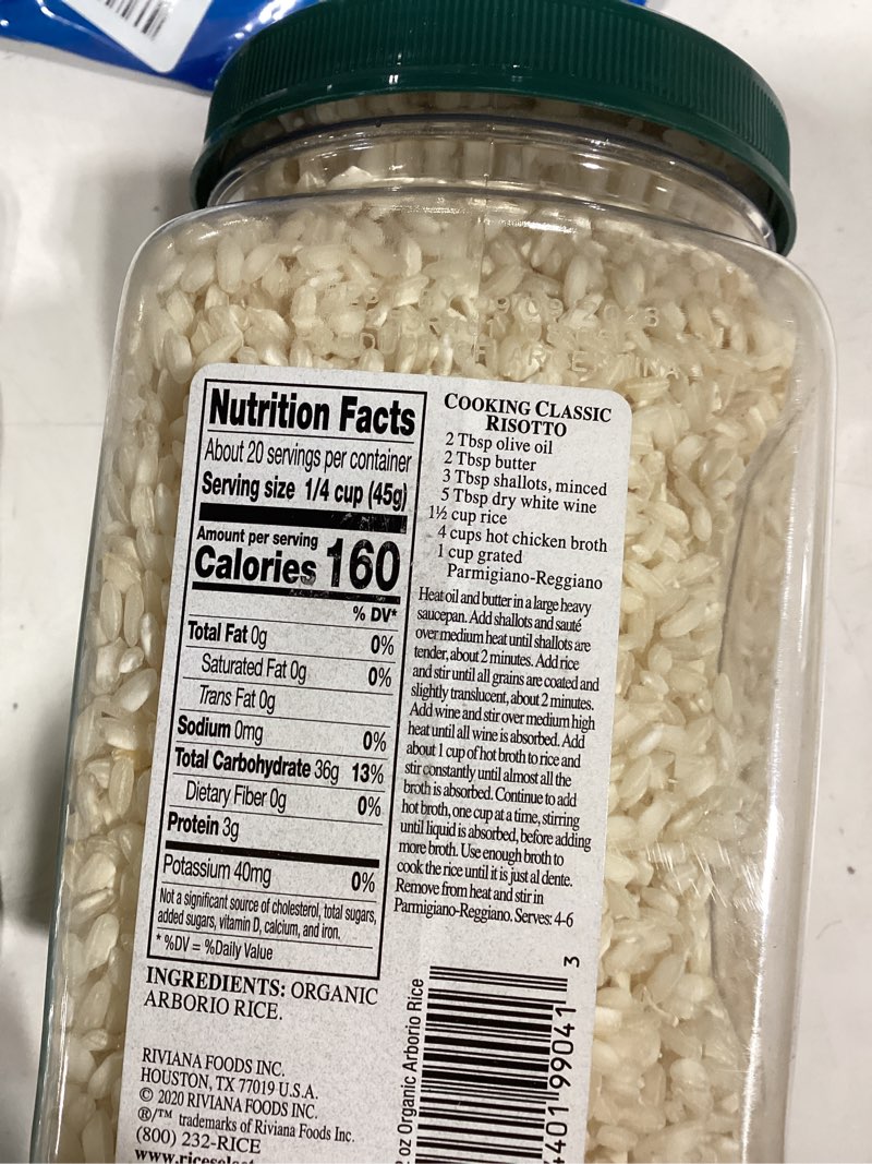 Condition photo showing Good Condition for RiceSelect Organic Arborio Rice for Italian Risotto, Premium Gluten-Free Rice, Non-GMO, 32-Ounce Jar, (Pack of 1) Organic Arborio 32 Ounce (Pack of 1)