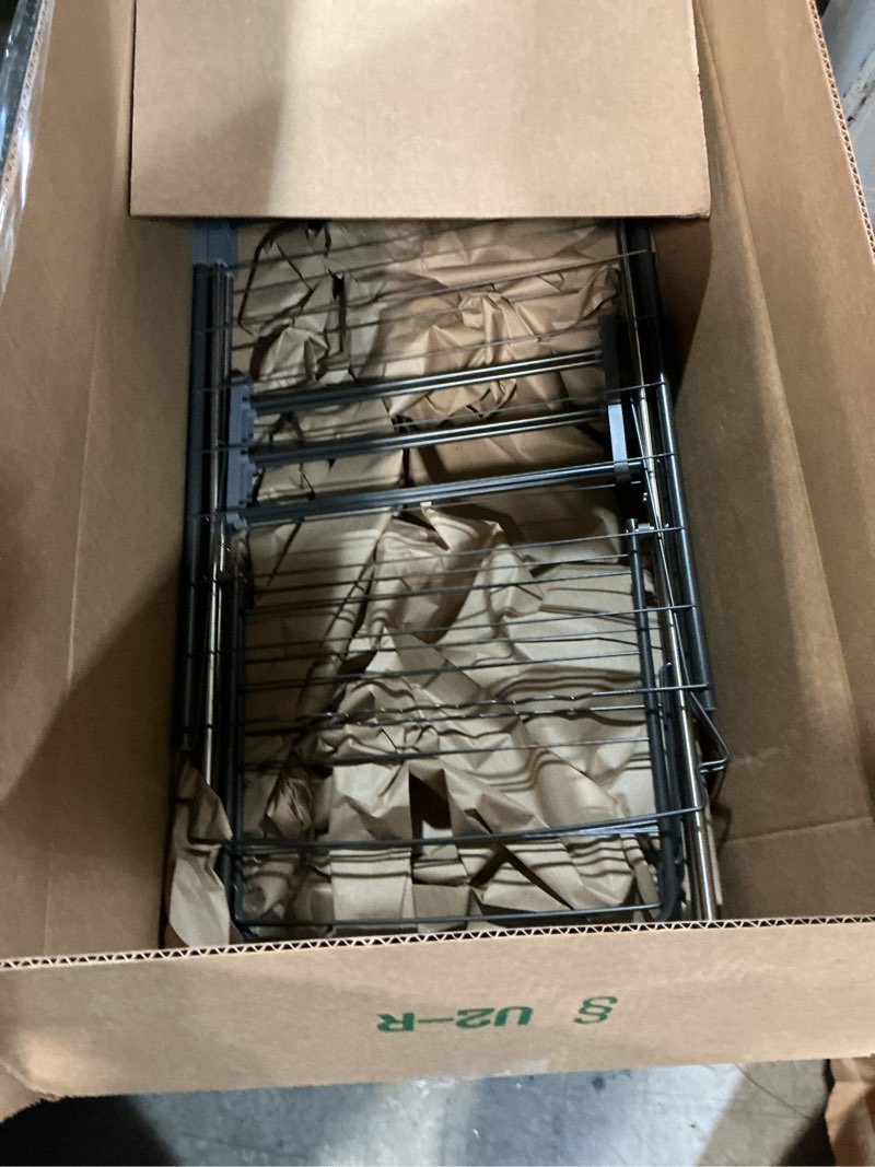 Condition photo showing As Is for sakugi clothes drying rack, foldable 2-level laundry drying rack with height-adjustable wings, for clothing & bedding, free-standing space-saving rack, indoor & outdoor, 55.5" l × 22.8" w, gray gray large (55.5"l x 22.8"w x 36.6"h)