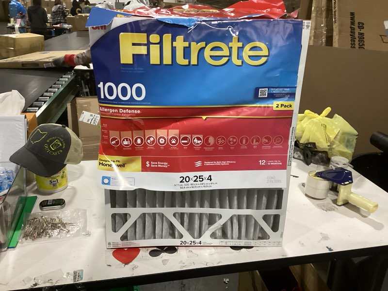 Condition photo showing As Is for filtrete 20 x 25 x 4 merv 11 1000 mpr allergen defense electrostatic pleated air filter 2 -pack