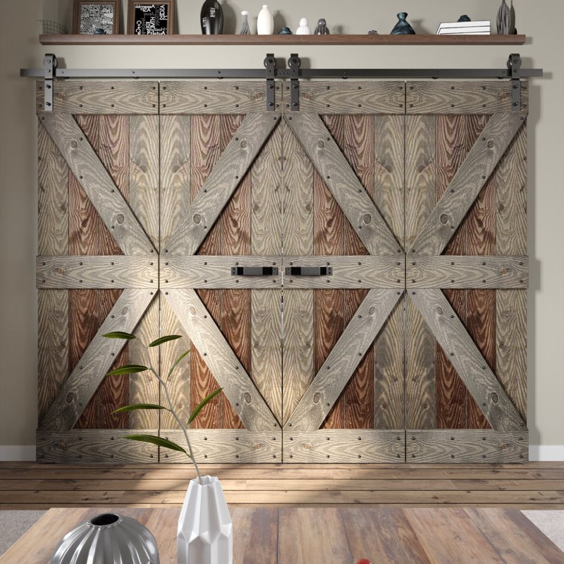 Coast Sequoia 84"H Embossing Bi-Fold Barn Door With Sliding Hardware Kit