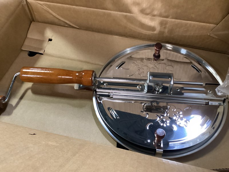 Condition photo showing Good Condition for cook n home stovetop popcorn popper with crank, 6 quart stainless steel popcorn pot, silver stainless steel 6 quarts