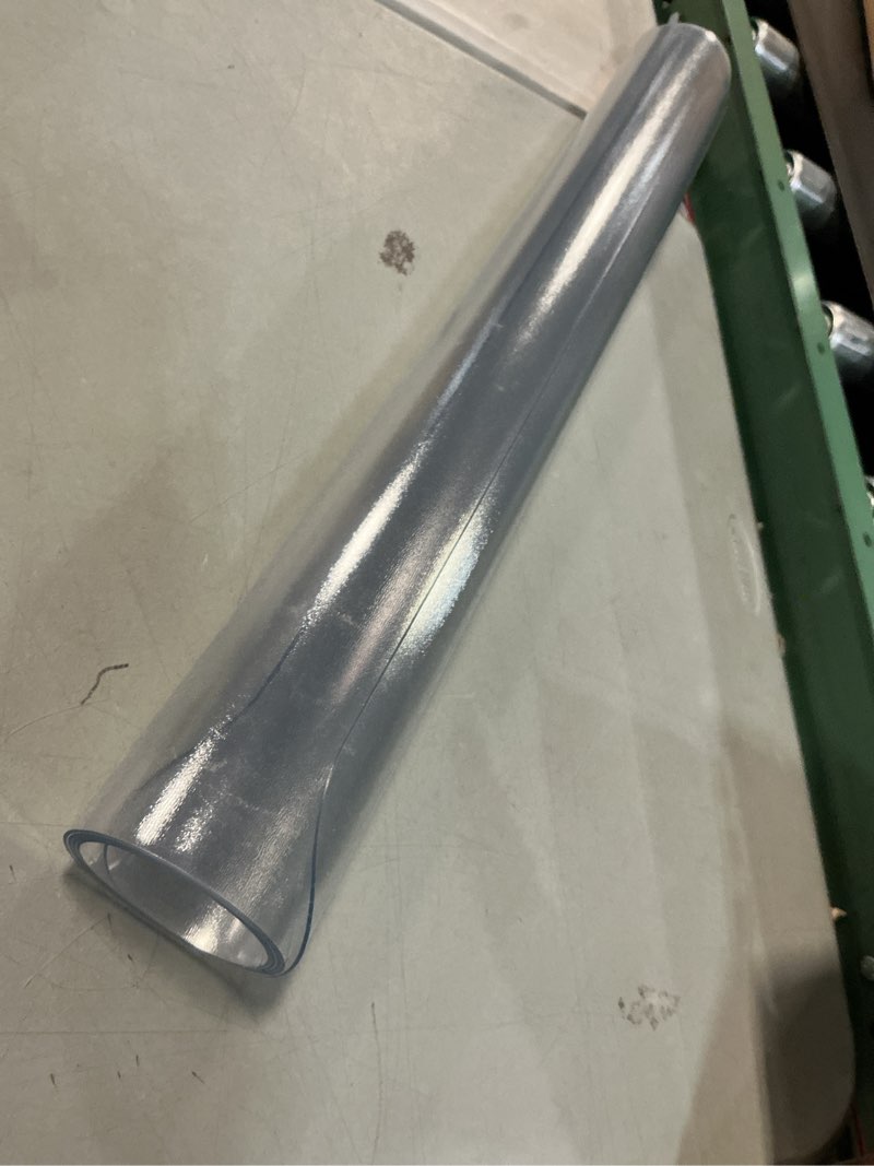 Condition photo showing As Is for Frosted Clear Table Protector 40 x 66 Inch, 1.5mm Thick Plastic Table Cover, Waterproof PVC Clear Table Cover Protector, Desk Protector Mat, Writing Desk Pad for Desktop, Coffee & Dining Room Table