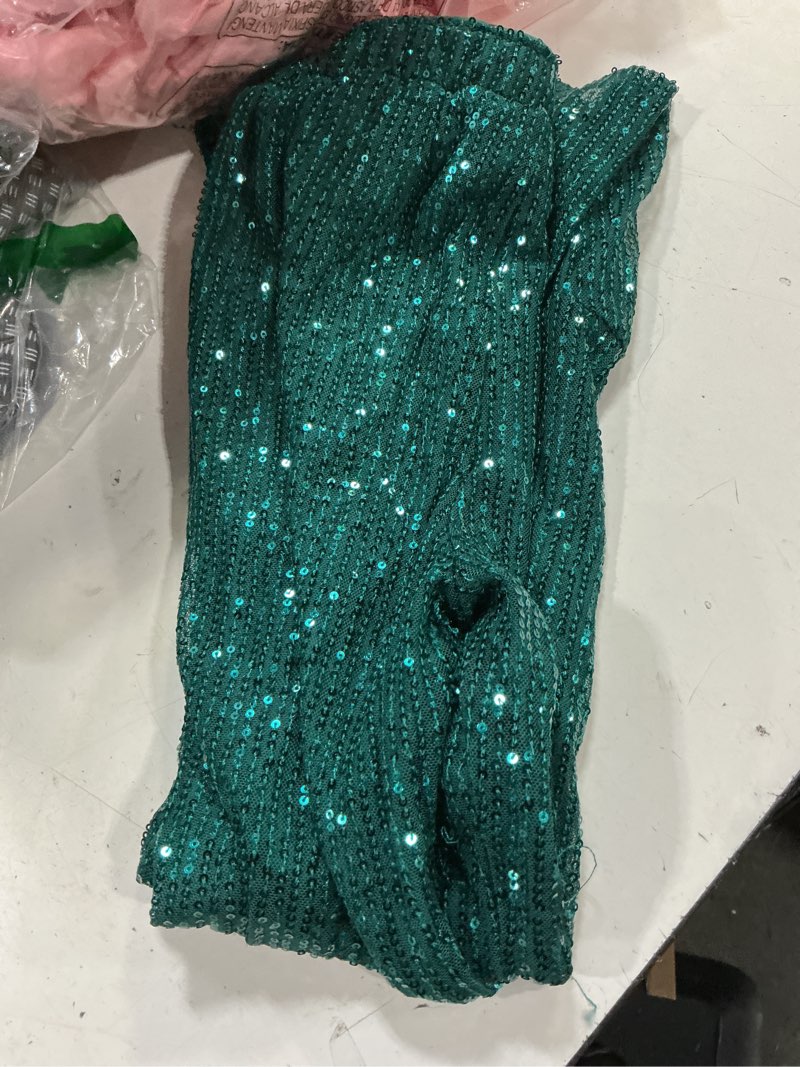 Condition photo showing Good Condition for grace karin girls sequin pants sparke trouser glitter dance bell bottoms 5-14 8-10 years green