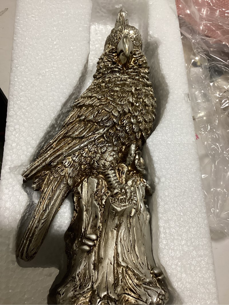 Decorative Antique Bronze Tone Budgie on Stand Ornament