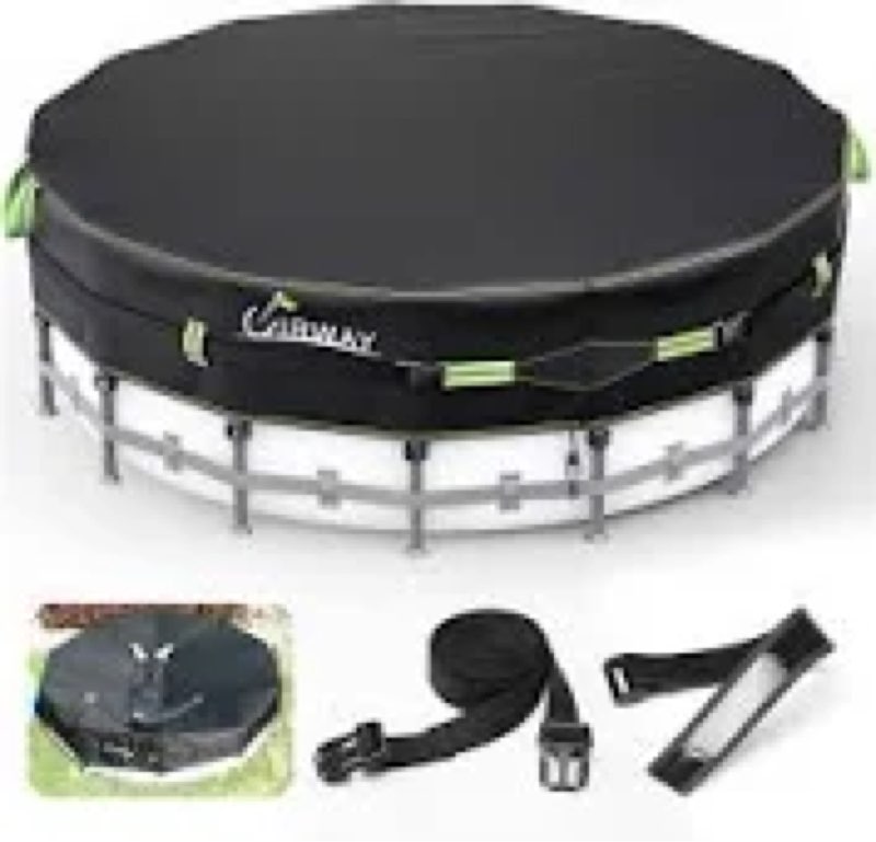 safana 15ft winter pool covers for above ground pools [upgrade 500d thicker add nails set] round swi