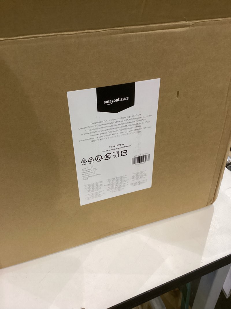 Amazon Basics Compostable Coffee Cups, 16 Ounces, Paper, 500 Count (Pack of 1), White