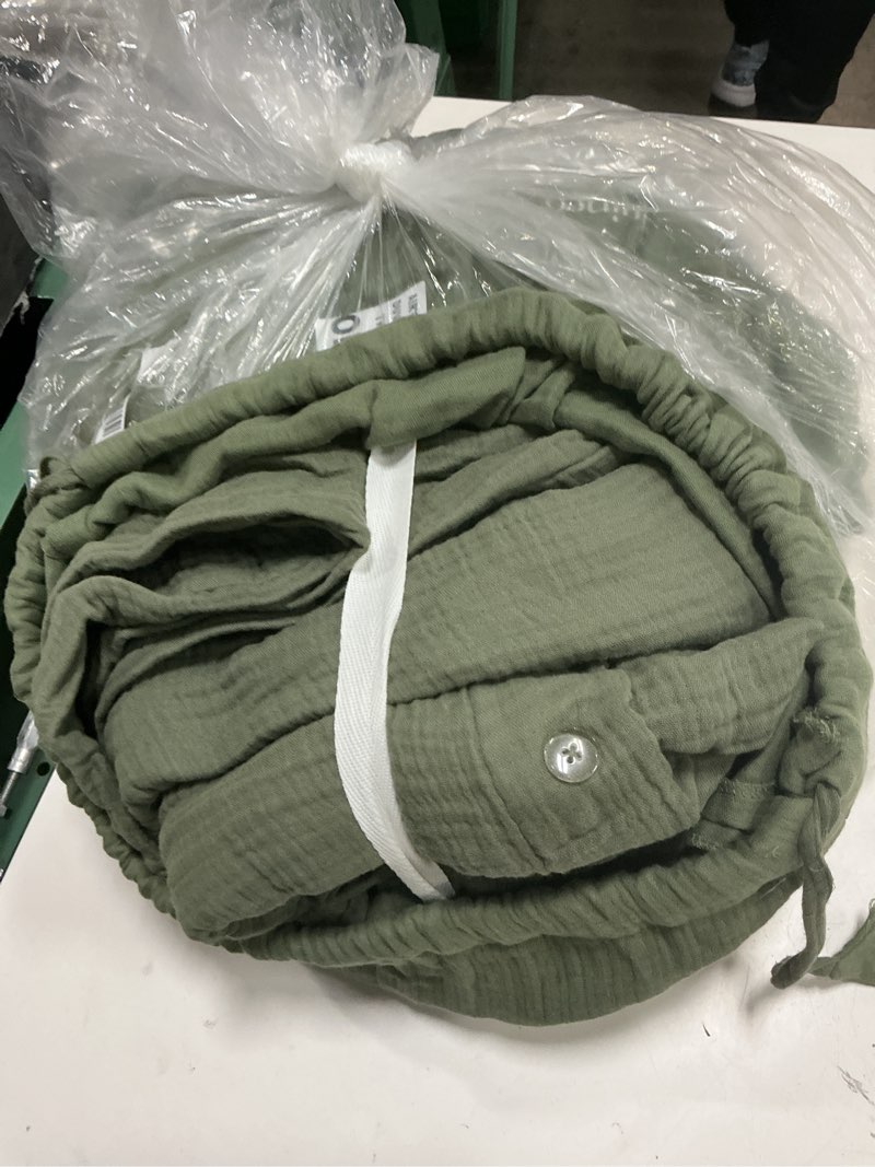 Condition photo showing As Is for quince organic cotton gauze duvet cover olive twin 