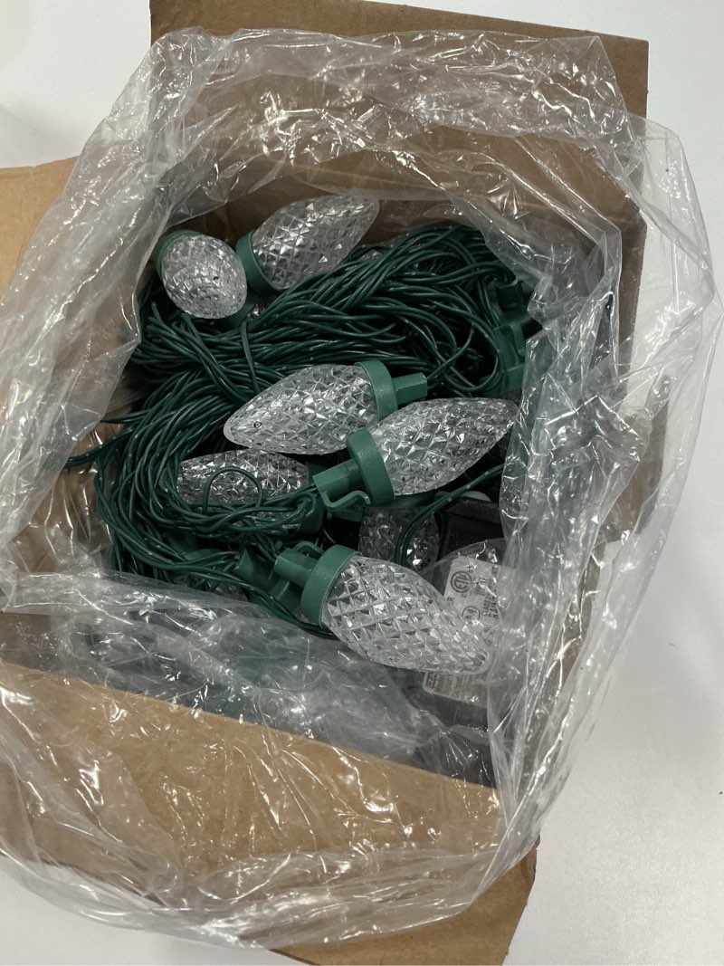 Condition photo showing Good Condition for C9 LED Christmas Lights Outdoor,33 Feet 50 LED 8 Lighting Modes Waterproof Connectable Christmas String Lights for Outside Roofline Patio Home Xmas Decorations (Cool White)