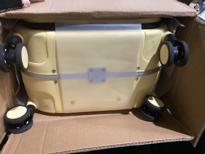 Condition photo showing As Is for mixi Carry On Luggage, 20'' Suitcase with Front Pocket, Travel Rolling Luggage Aluminum Frame PC Hardside with Spinner Wheels & TSA Lock and Cover - Lark Yellow Lark Yellow 20-inch