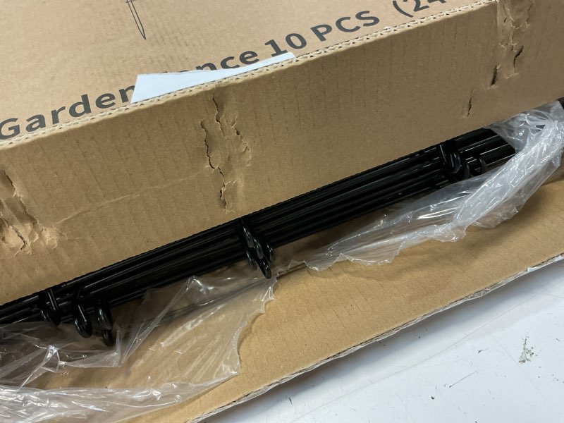 Condition photo showing Good Condition for Decorative Garden Fence 24in (H) x20ft (L), 10 Pack No Dig Fence Animal Barrier for Dog, Arched Flower Bed Edging, Wire Border Panel Fencing for Yard Patio Outdoor Decor Black 10 Panels-24in(H)x20ft(L)