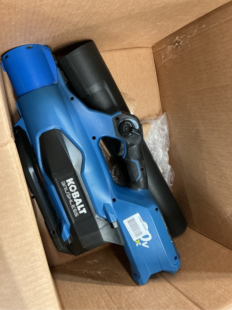 Condition photo showing As Is for KOBALTS 140 MPH 80-Volt 80v 630-CFM Lithium Ion Brushless Cordless Electric Leaf Blower (Bare Tool Only, Battery and Charger Not Included)