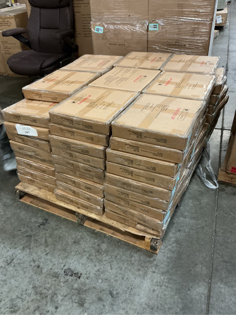 Condition photo showing New/Like New for skid of vienna pull up table regular tempered glass top (80 pcs) bid per piece 