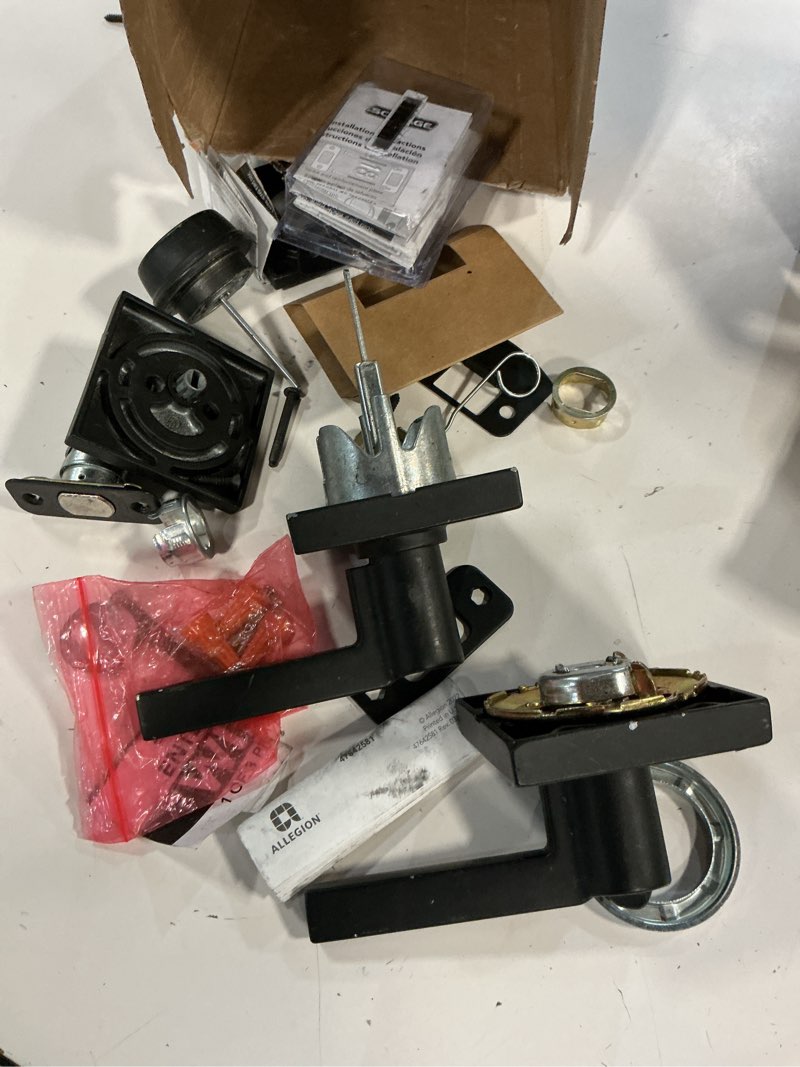 Condition photo showing As Is for schlage fb55n g lat 622 col single cylinder deadbolt and keyed entry latitude lever with collins trim, matte black (pack of 1)