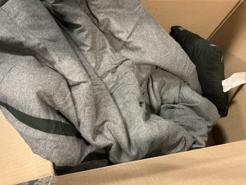 Condition photo showing As Is for Wonderful Hotel Comforter Set Queen Size 8 Piece Bedding Set Grey Luxury Hydro-Brushed Modern Bedding Comforter Set with Sheet, Fitted Sheet, Pillow Shams, Decorative Pillow for All Season C-grey&black Full/Queen