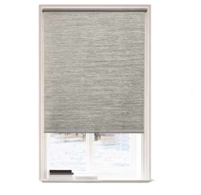 Gray Polyester 35 in.W x 72 in.L Light Filtering Cordless Natural Fabric Roller Shades