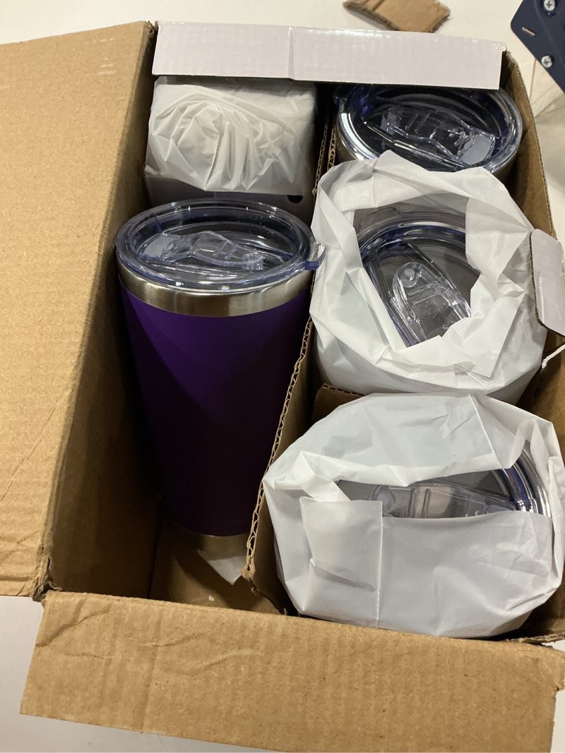 Condition photo showing Good Condition for Eyasure 20 oz Tumbler with lid Double Wall Vacuum Insulated Tumblers Stainless Steel Coffee Mug Trav 5 pcs