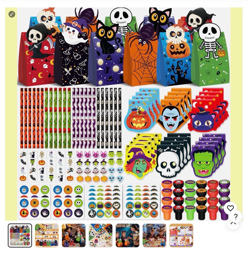 SpringFlower Halloween Party Favors for Kids,168 PCS Halloween Stationery Set,Halloween Prizes,Trick