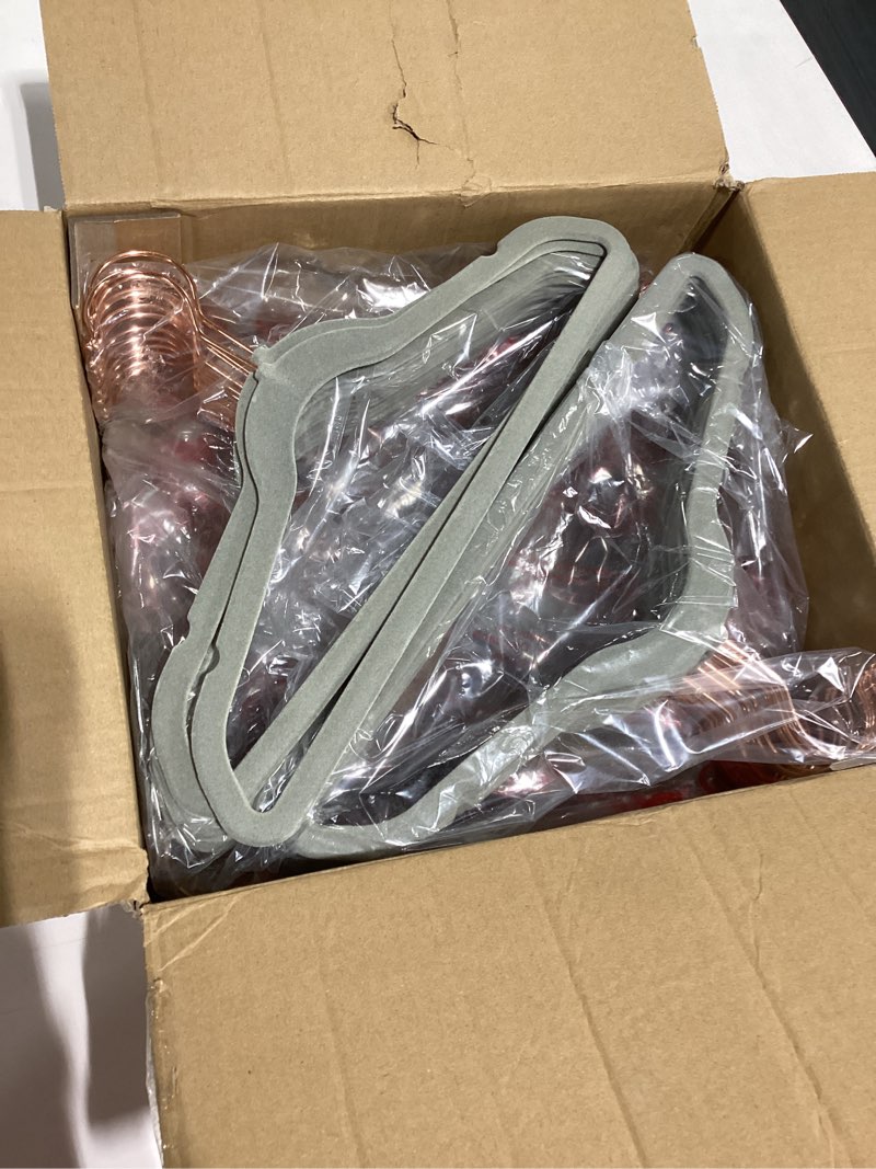 Condition photo showing Good Condition for smartor kids velvet hangers 50 pack, 14 inch premium non slip kids felt hangers for closet, space saving toddler clothes hanger for youth's childrens' clothes (rose gold hook)- grey 14 inch-50p gray