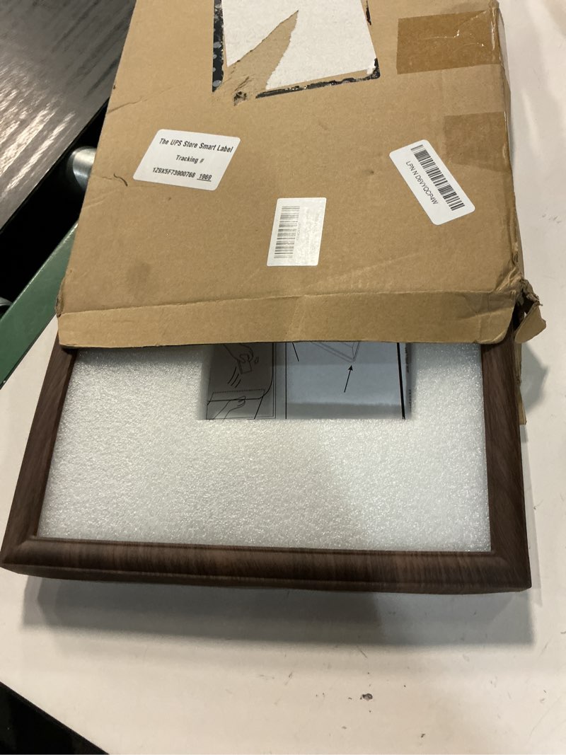 Condition photo showing Good Condition for wooden frame for echo show 15,echo show 15 screen protector, stylus pen, remote case covers. (dark brown(black walnut)
