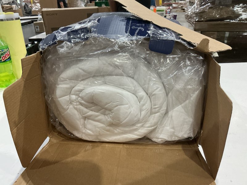 Condition photo showing As Is for bedelite twin xl mattress topper college dorm room essentials, dual layer 4 inch memory foam mattress topper, pilow top mattress pad and premium gel foam mattress, fits twin xl mattress white-blue twin xl