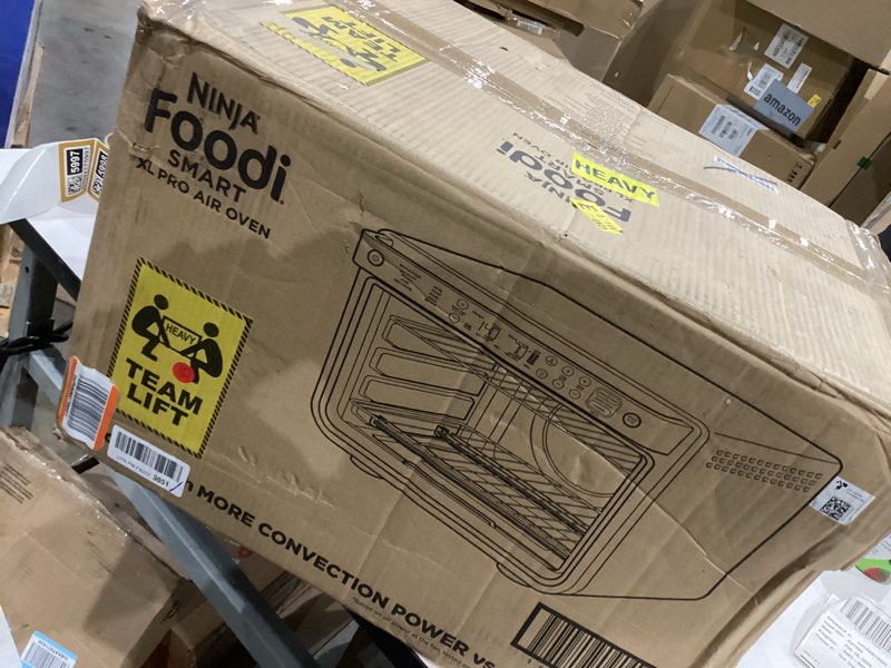 Condition photo showing As Is for Ninja DT251 Foodi 10-in-1 Smart XL Air Fry Oven, Bake, Broil, Toast, Roast, Digital Toaster, Thermometer, True Surround Convection up to 450°F, includes 6 trays & Recipe Guide, Silver 10-in-1 with Thermometer