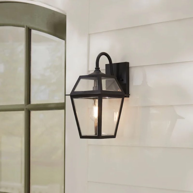 allen + roth belasco 1-light black led outdoor wall light