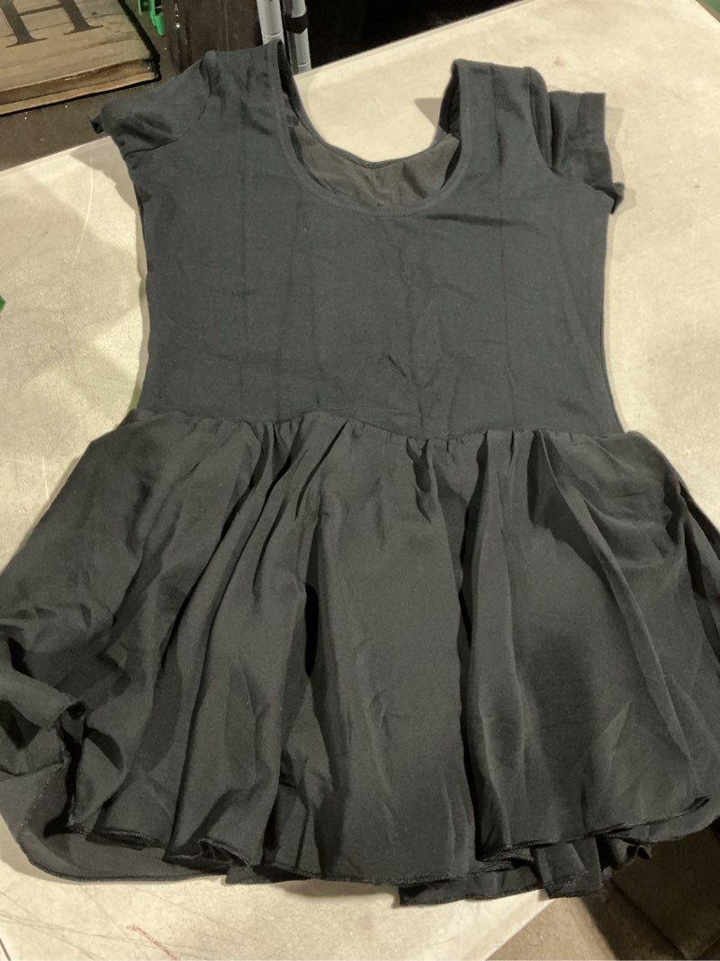 Condition photo showing Good Condition for eurotard girls cotton lycra® short sleeve dance dress 10467 black size small