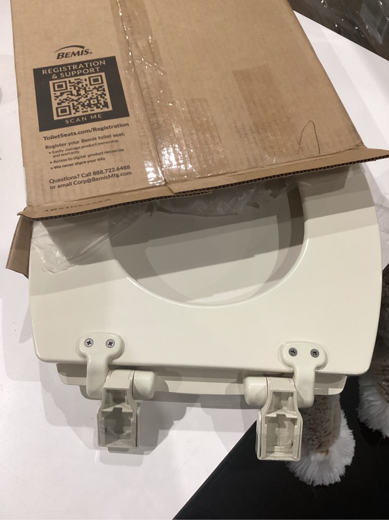 Condition photo showing Good Condition for mayfair cassel slow close toilet seat, easy clean, non slip premium wood seat, easy install, made in usa, elongated, bone seat elongated