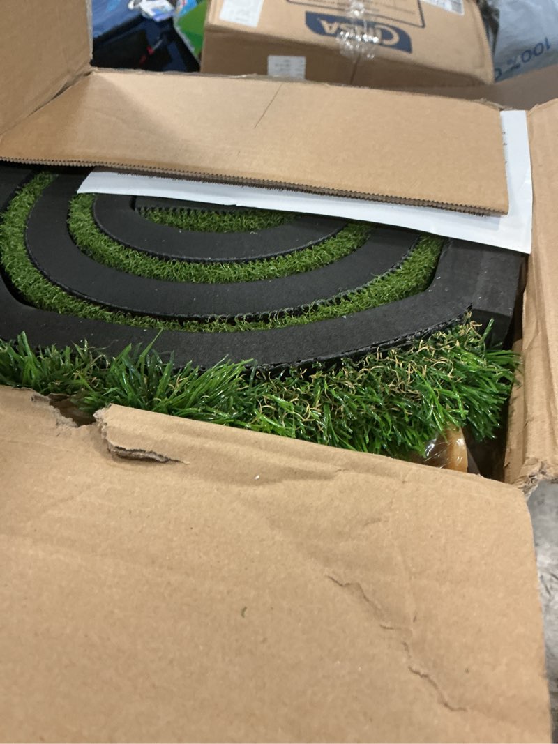 Condition photo showing New/Like New for golf hitting mat with ball tray 5x4ft - 6x4ft dual-turf practice mat for indoor & outdoor use golf training mat with rubber tee holes, suitable for swing driving & chipping 6 x 4 ft - 1.22"