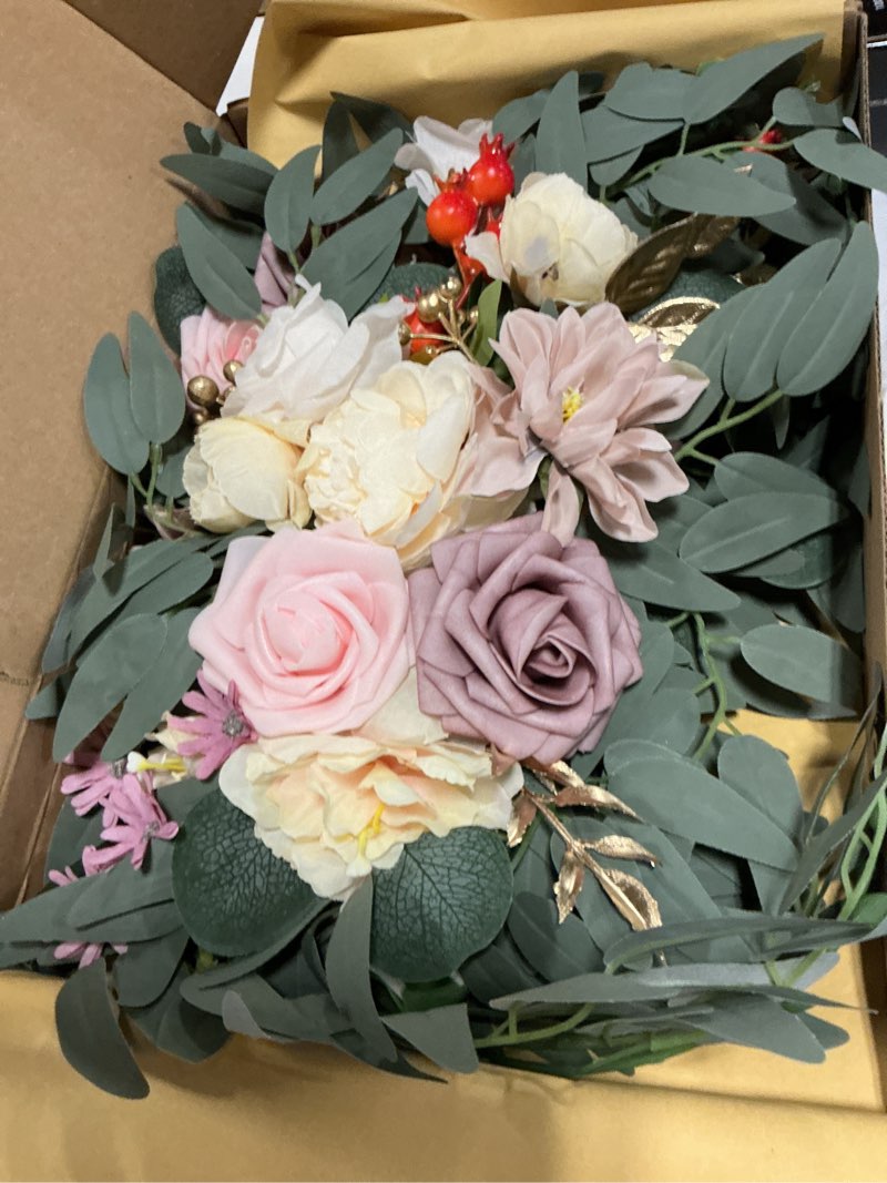Condition photo showing Good Condition for faux flower swag set of 2 for wedding welcome signs floral swag wedding reception ceremony signs decor (champagne)